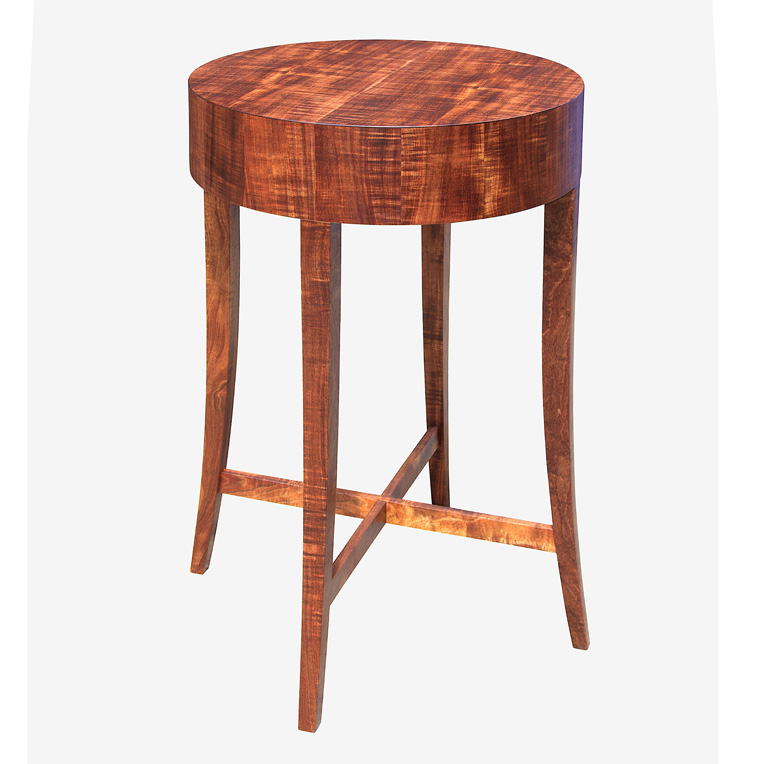 Fiddleback Blackwood drum sidetable