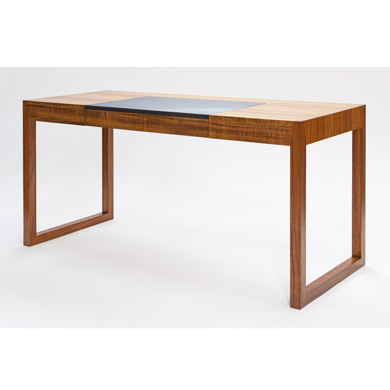 Fiddleback Blackwood desk with leather insert.